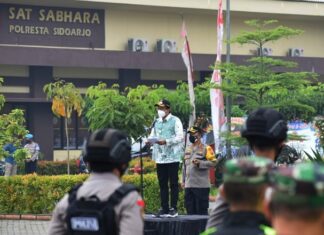 Bupati Sidoarjo Ahmad Muhdlor Ali, Saat Gelar Apel Di Polresta Sidoarjo Bersama Forkopimda