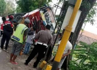 Lokasi Truk Trailer Terguling di wilayah Kecamatan Balongbendo Sidoarjo